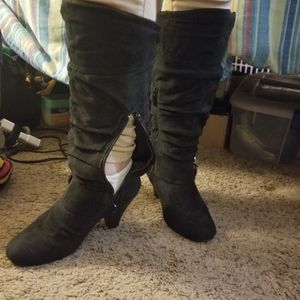 Black suede ladies boots